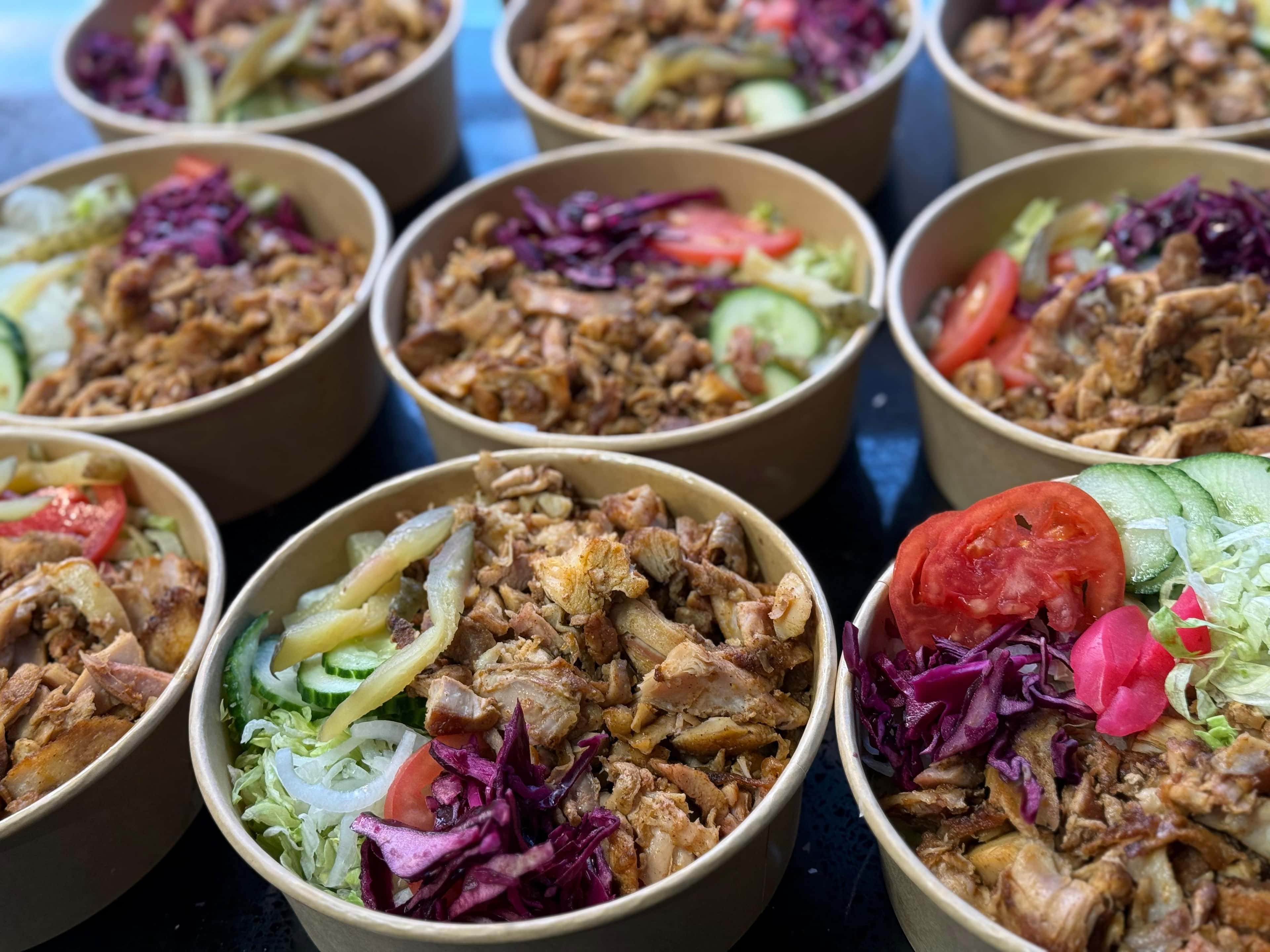 Shawarma Moose individual meal bowls with sides