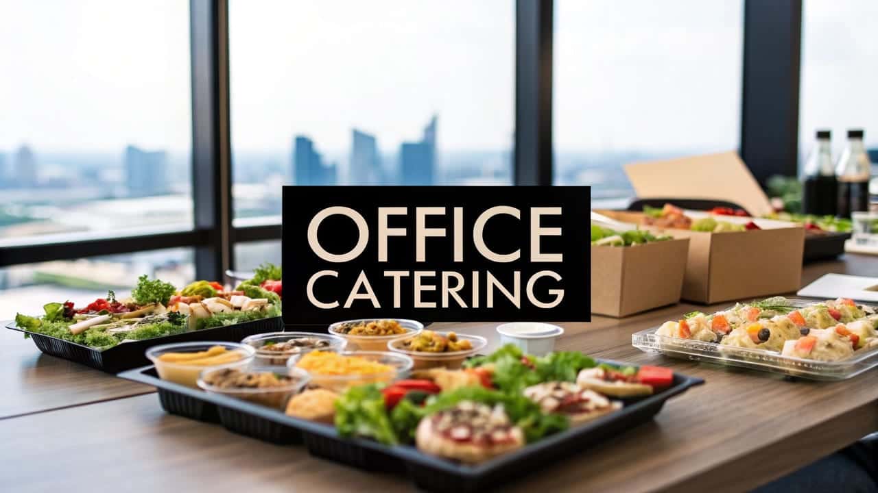 Office catering in Toronto for a team lunch with buffet-style service