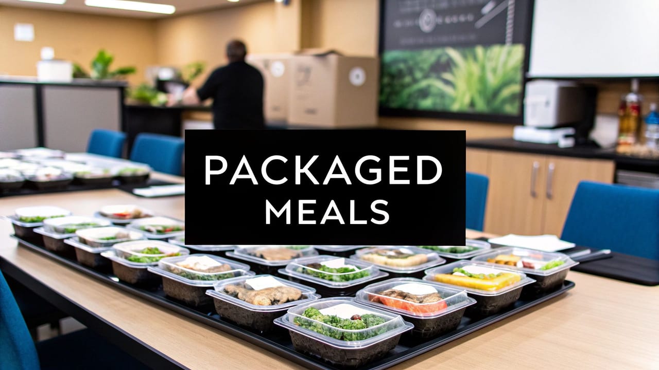 Boxed lunch catering with labelled individual meals for a training day in Toronto